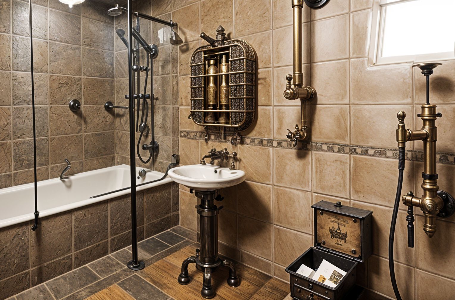 Steampunk Hotel Bathroom