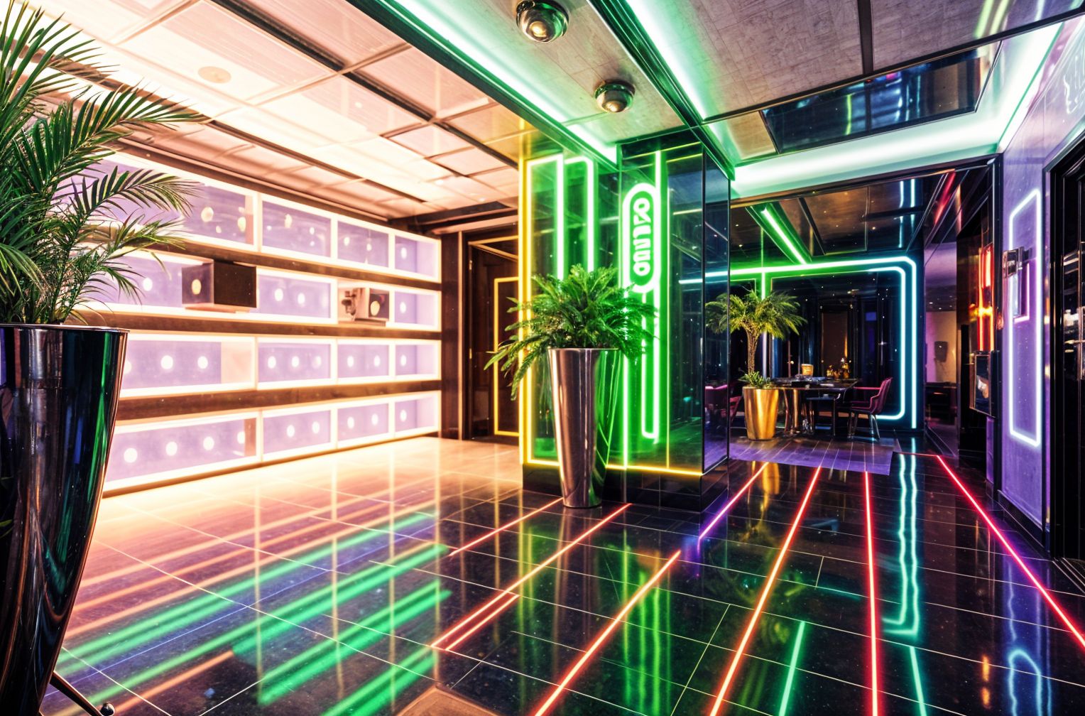 Cyberpunk Hotel Lobby