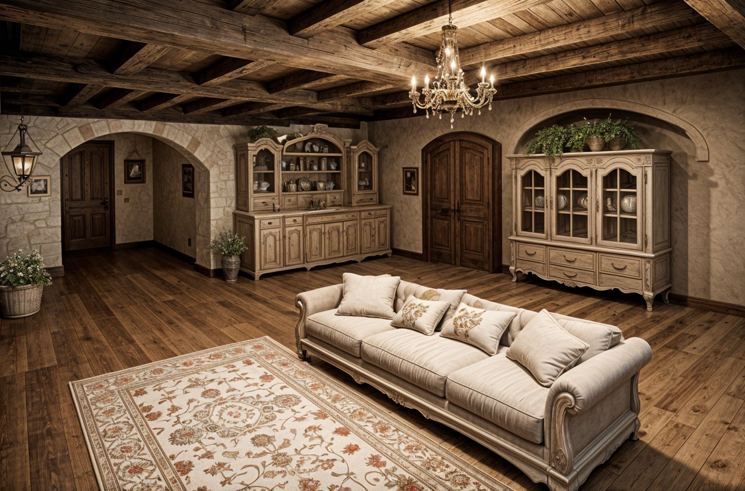 French Country Basement