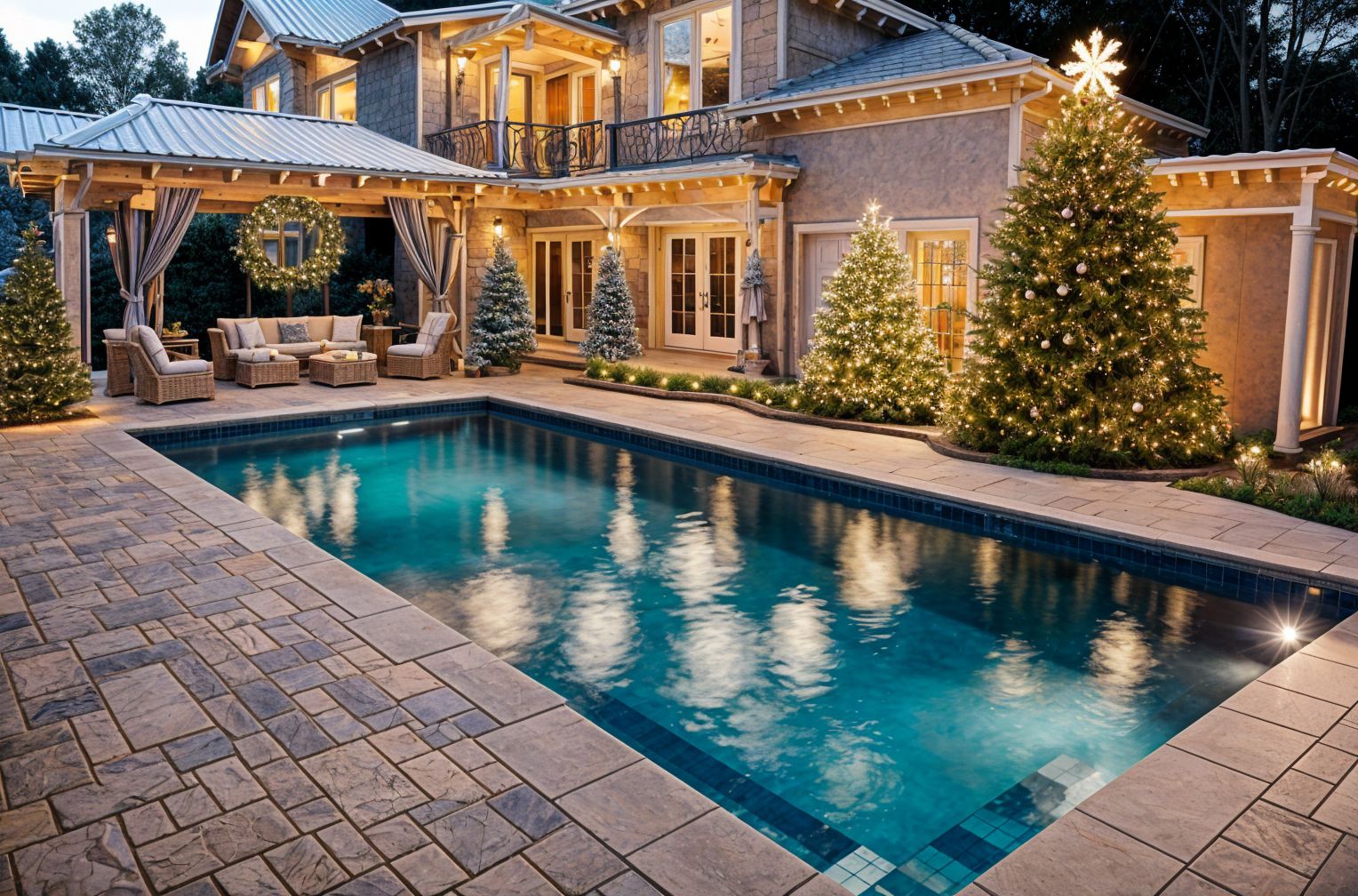 Christmas Outdoor Pool Area