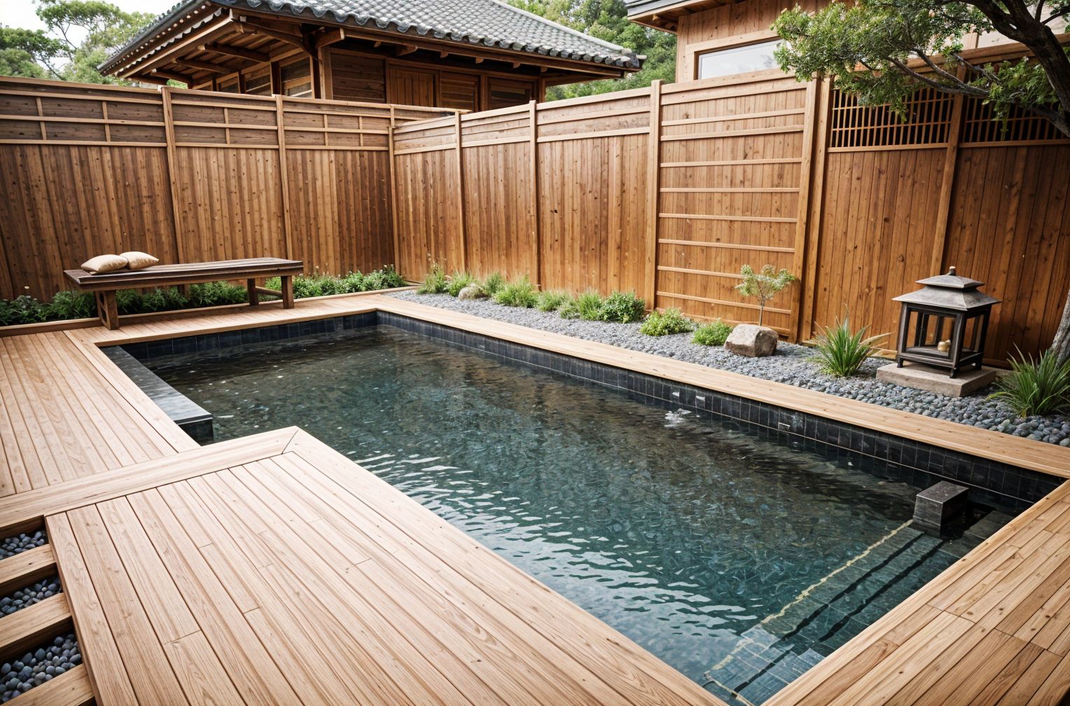 Japanese Design Outdoor Pool Area