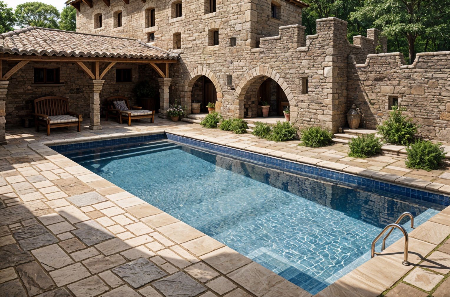 Medieval Outdoor Pool Area