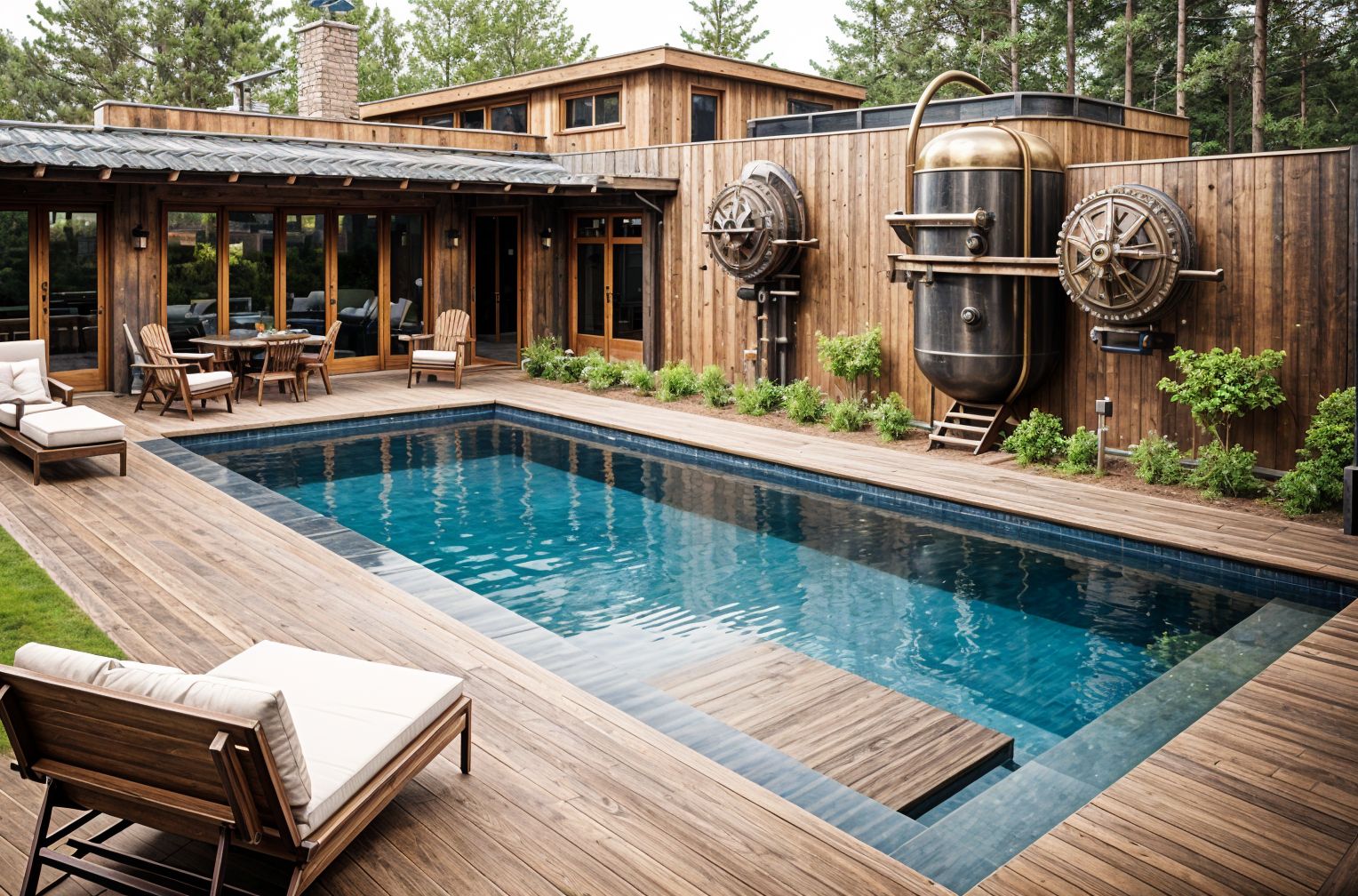 Steampunk Outdoor Pool Area