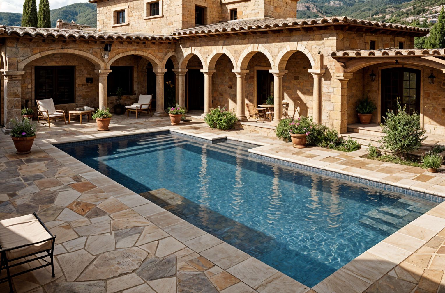 Tuscan Outdoor Pool Area