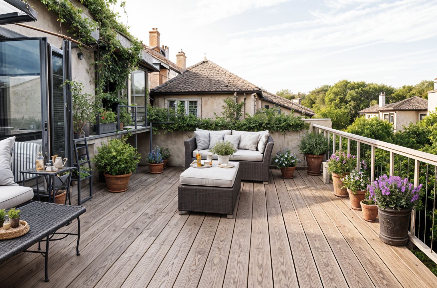 French Country Rooftop Deck