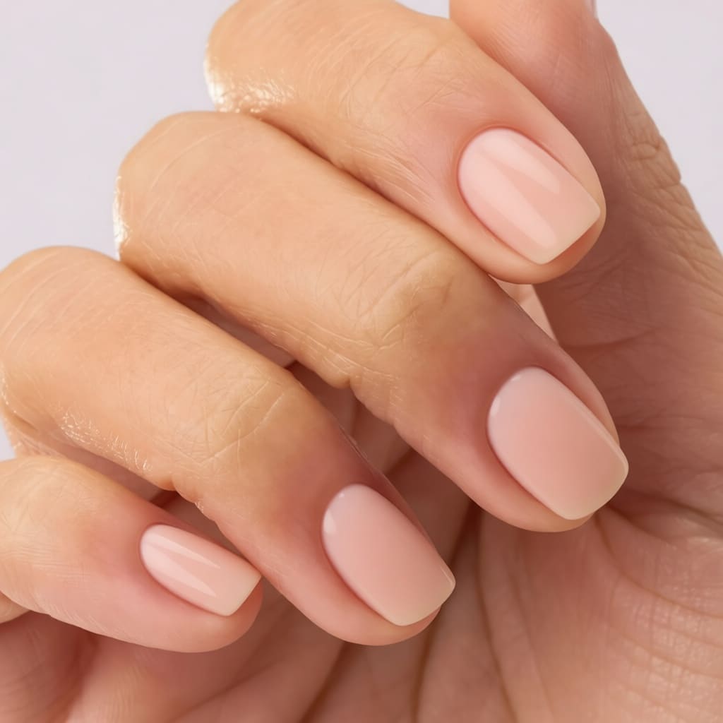 Pink short square nails