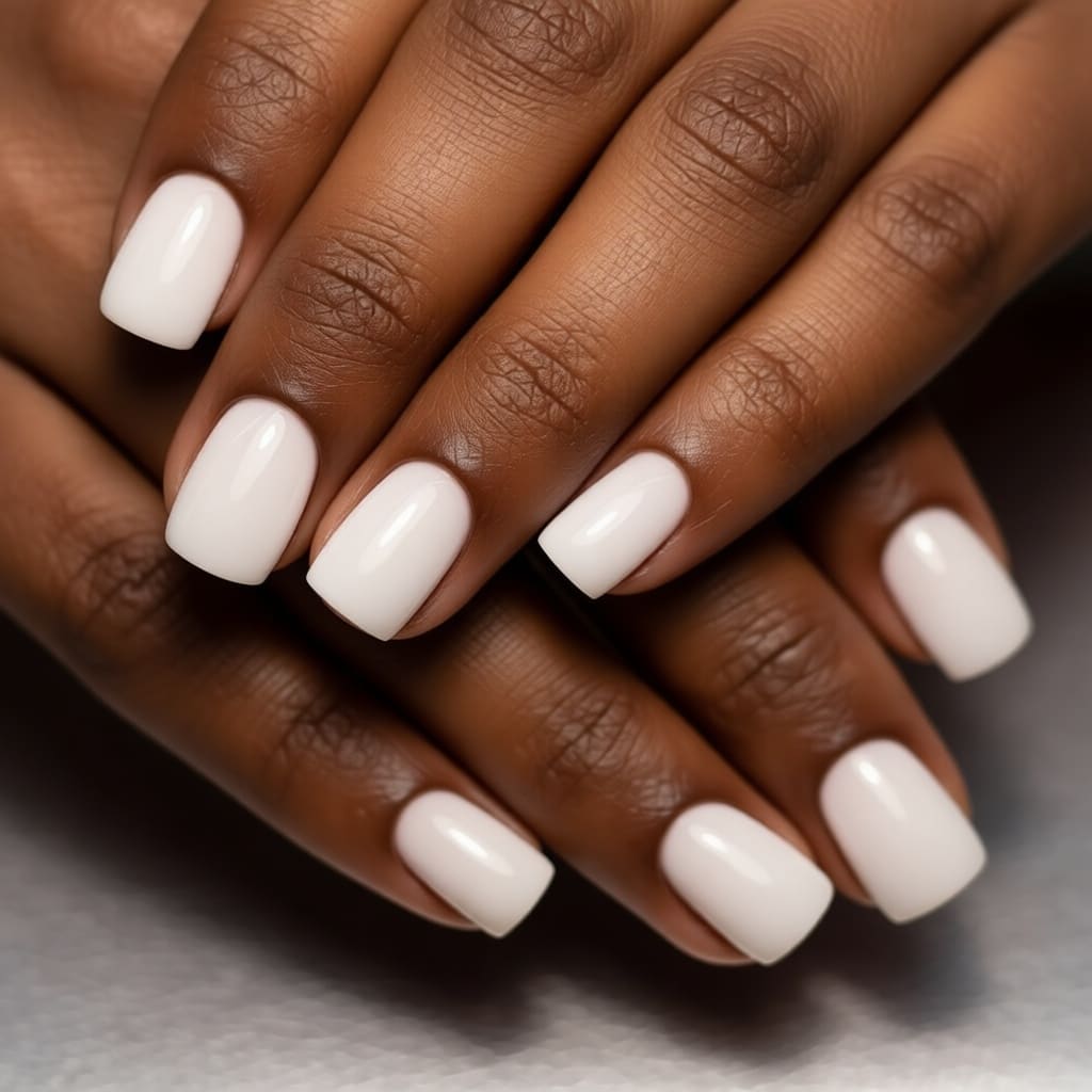 White manicure on dark skin